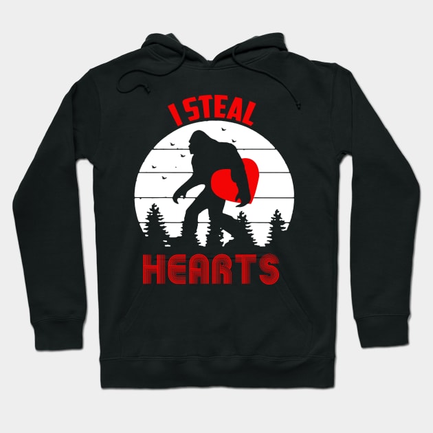 Bigfoot I Steal Hearts Valentines Day Hoodie by Gadsengarland.Art